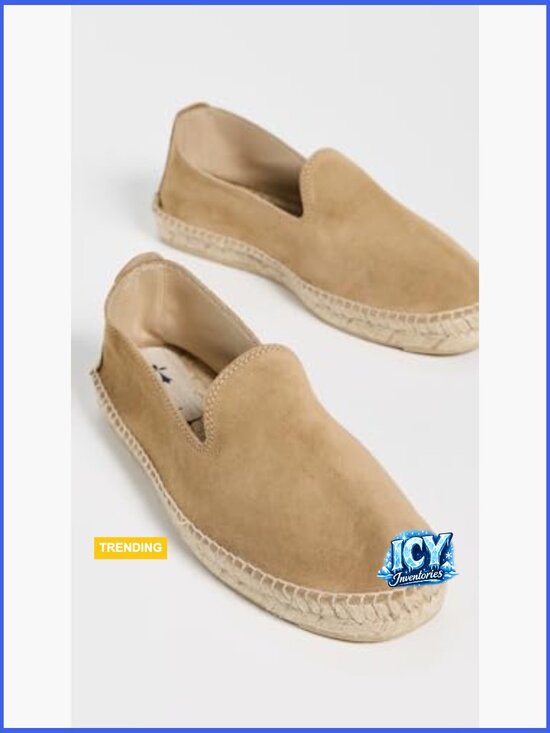 Men\'s Suede Espadrilles - Classic Slip-On Shoes - Rubber Sole